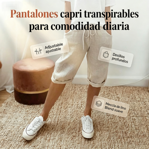 ⏰🔥 ¡Oferta Especial por Tiempo Limitado! 👖 Pantalones Capri de Algodón y Lino – Frescos, Cómodos y Perfectos para el Verano 🌿✨