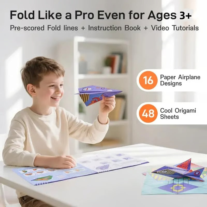 🛩️🧠 Kit creativo de aviones de papel para niños – 🎁 Juego divertido y educativo ✨