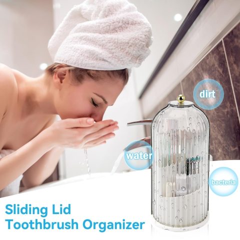 👀💧 Estuche Dental Deslizante Transparente – Base Desmontable, Material Libre de BPA y Fácil de Lavar, Ideal para Baños Pequeños y Dormitorios Universitarios 🎓🛁