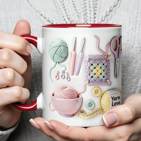 🔥ÚLTIMO DÍA DE REBAJAS ¡50% DE DESCUENTO!🏆Venta relámpago⚡ ¡Más de 50.000 unidades vendidas! Casi agotadas💥Taza Yarn Love, regalo para artesanos y almas creativa