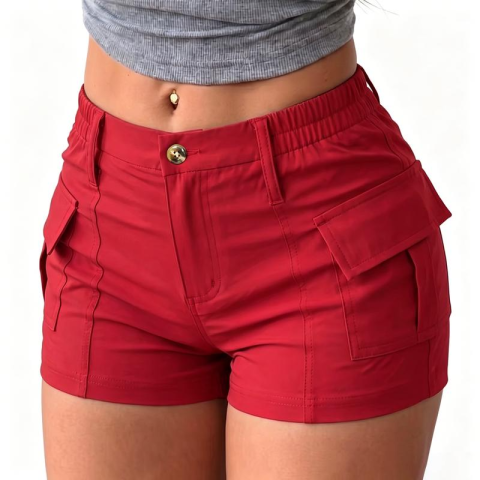 🩳🔥 ¡50% DE DESCUENTO! Pantalones Cortos Cargo de Cintura Alta para Mujer con Bolsillos – Cómodos, Holgados y con Estilo Urbano 👖🎒