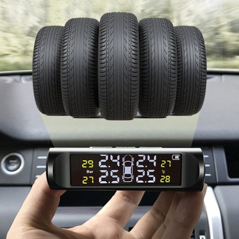 🚗 Monitor Solar de Presión de Neumáticos con Pantalla en Tiempo Real de Cuatro Ruedas