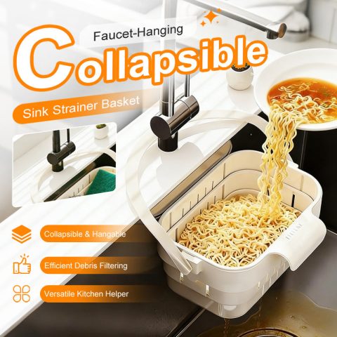 Cesta coladora plegable para grifo o fregadero