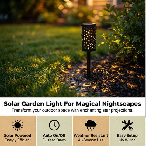 Luces Solares para Jardín con Estaca y Proyección de Estrellas y Luna