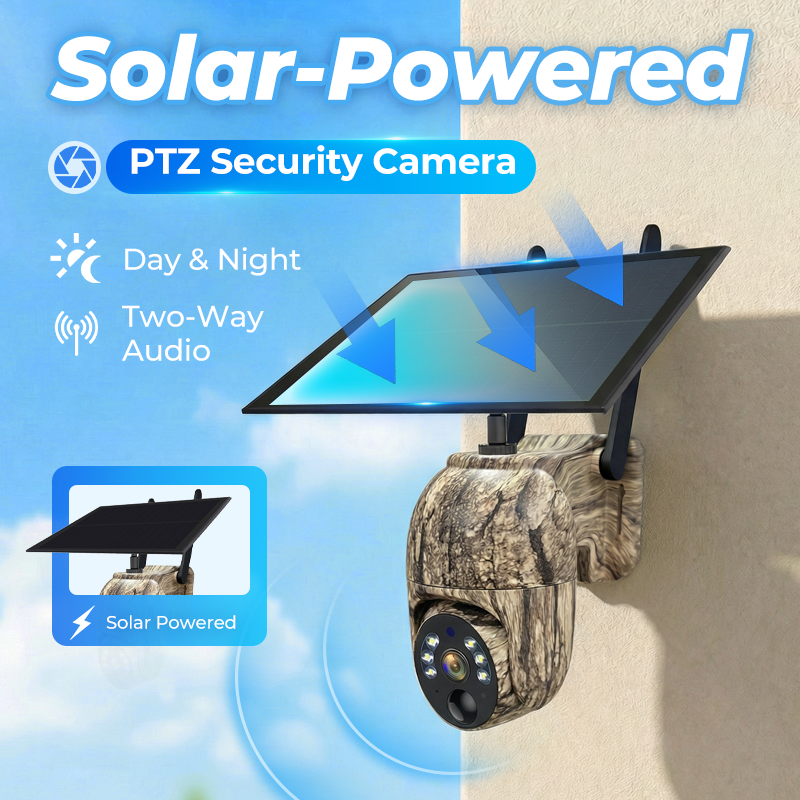 Cámara de Seguridad Solar WiFi con Movimiento 355° para Exterior
