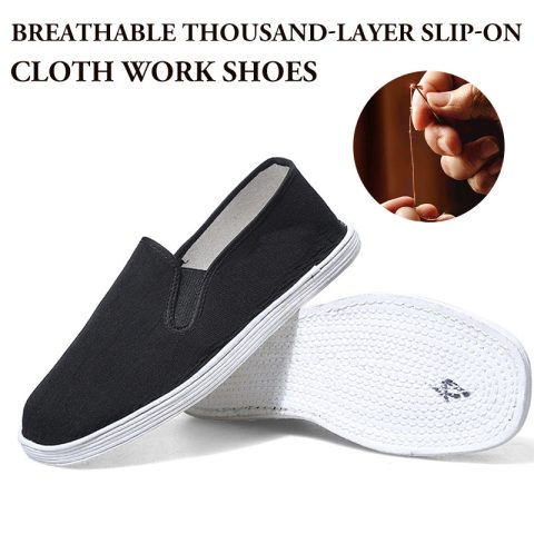 Zapatos de trabajo unisex transpirables de tela de mil capas, sin cordones