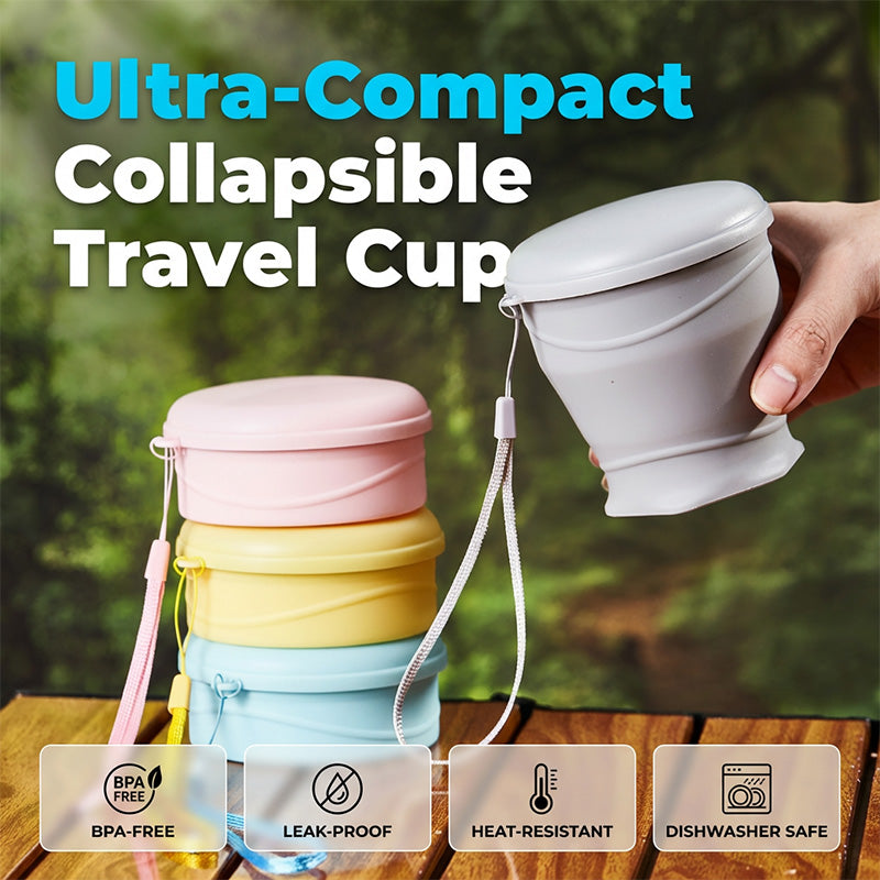 Vaso Plegable de Silicón con Tapa para Viaje