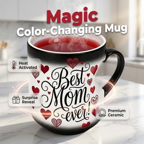☕️ Taza que cambia de color con el calor y la frase "La mejor mamá del mundo" 💖 Taza mágica, regalo para el Día de la Madre