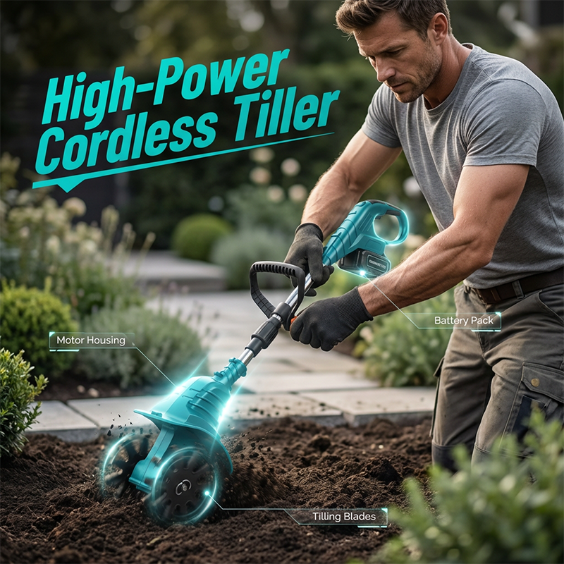 🧑🌾 ¡OFERTA POR TIEMPO LIMITADO 50% DE DESCUENTO! 🌱 Tiller y Cultivador Eléctrico Inalámbrico para Jardín – 21V, Profundidad 25 cm, Sin Cables y Alta Potencia ✨