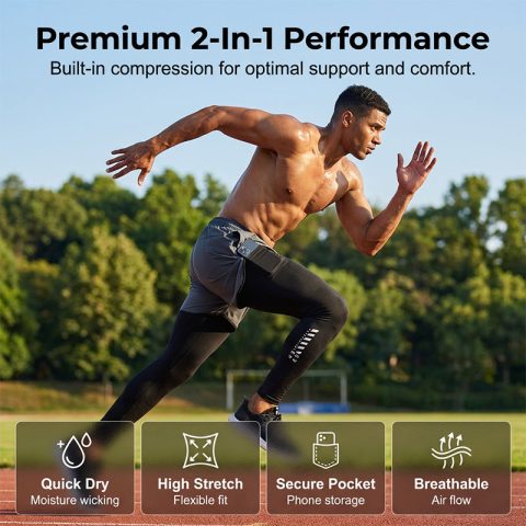 📢📢¡50% DE DESCUENTO! ⏰Mallas de correr 2 en 1 para hombres con pantalones cortos