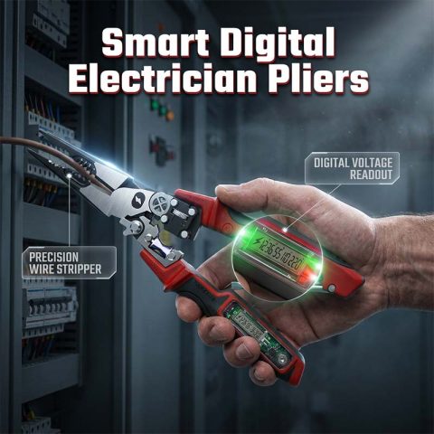 ⚡🔧 Alicate Eléctrico Multifunción con Pantalla Digital – Mide Voltaje, Corta, Pela y Engasta sin Cambiar de Herramienta ✅💡
