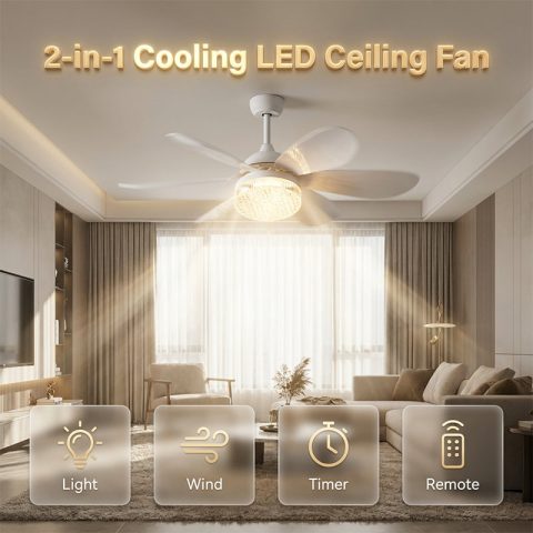 Ventilador de techo LED refrigerante 2 en 1