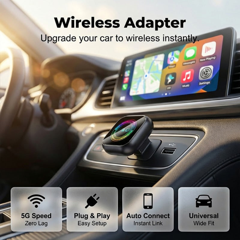 🚗 Adaptador inalámbrico para coche con luz RGB – Plug & Play