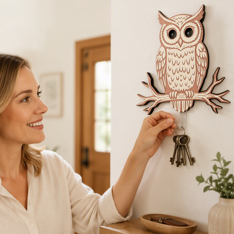🦉🔑 Colgador Llaves Decorativo Búho – Organiza tu Entrada con Estilo, Enganche Firme y Look Mágico para el Hogar 🏠✨