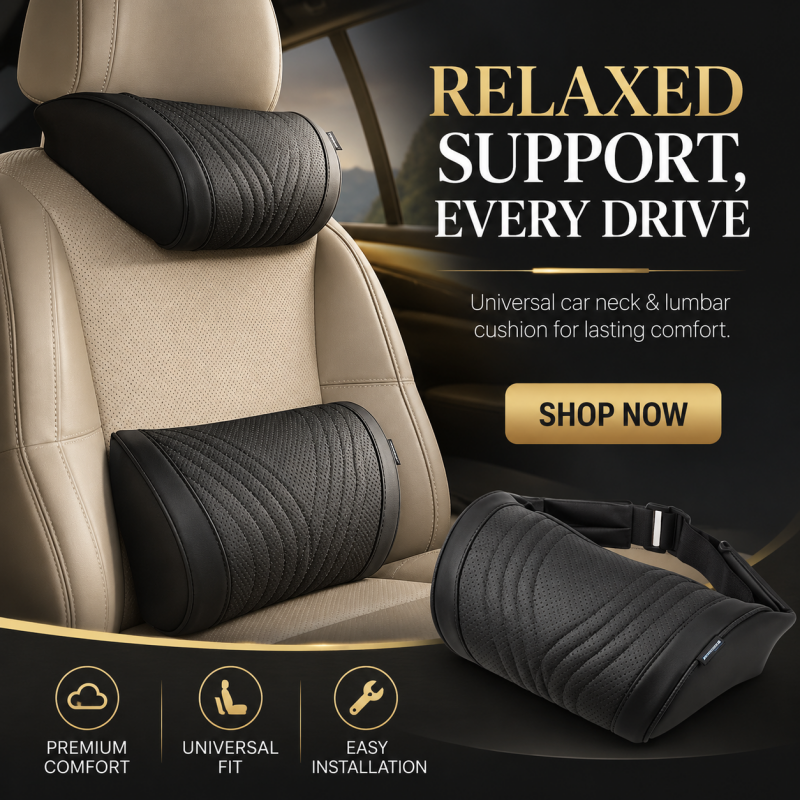 🚗💤 ¡Alivia la fatiga al conducir! Almohada universal de espuma viscoelástica para el cuello y el reposacabezas del coche, cojín ergonómico para viajes largos por carretera.