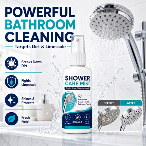 🚿✨Spray quitacal para ducha de acción rápida: elimina depósitos minerales persistentes y manchas de agua dura. Recupera el brillo y el flujo del agua, ¡solo rocía y limpia! 🧼💪