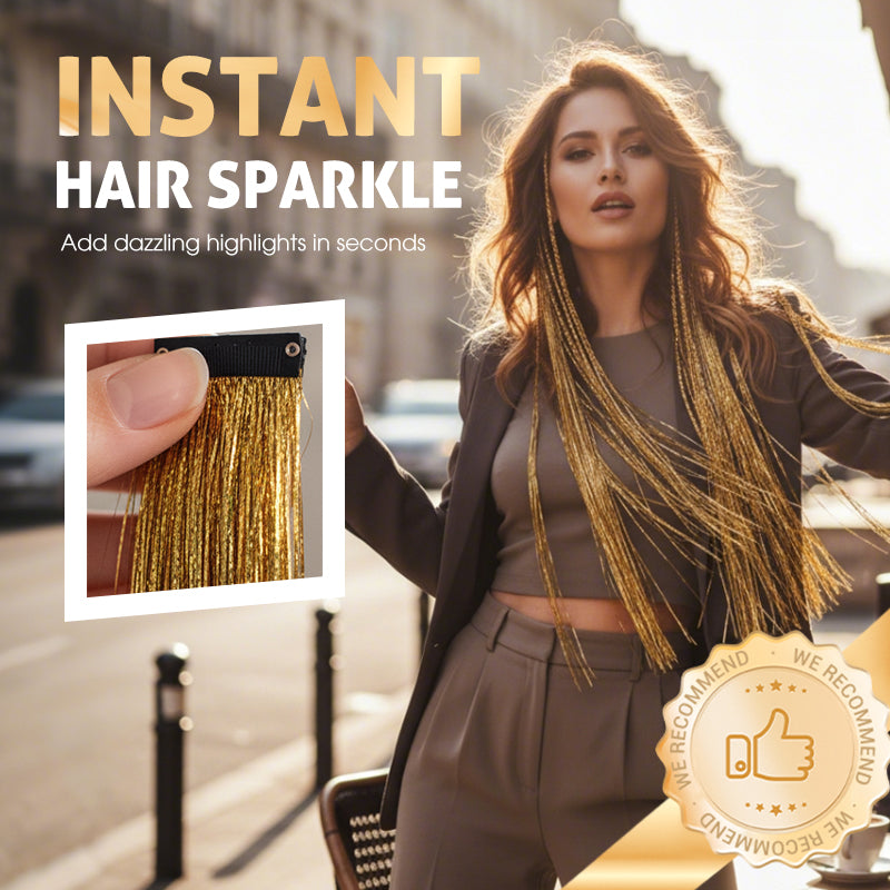 ✨💇♀️ Tinsel para Cabello con Clip – Brillo de Estrellas, Sin Pegamento ni Nudos, Póntelo y Quítalo en 1 Minuto 🎀🌟