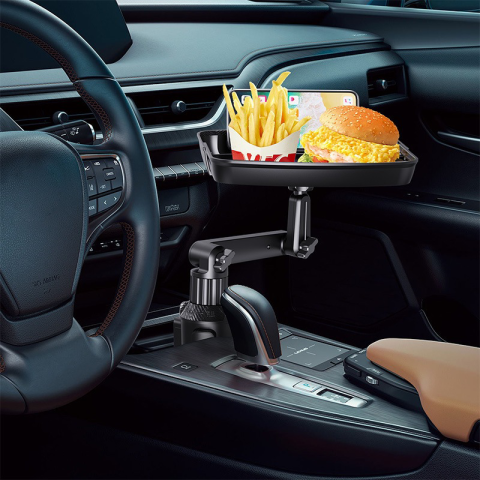 🚗 Bandeja Giratoria 360° para Portavasos de Auto: Superficie Extensible, Soporte para Celular e Instalación sin Herramientas